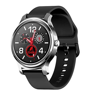 Imagem de Relógio Smartwatch NAMOFO Chamada bluetooth relógio inteligente pulseira de pulso pedômetro lembrete mensagem monitor de freqüência cardíaca esporte fitness rastreador smartwatch android (Preto-Prata)