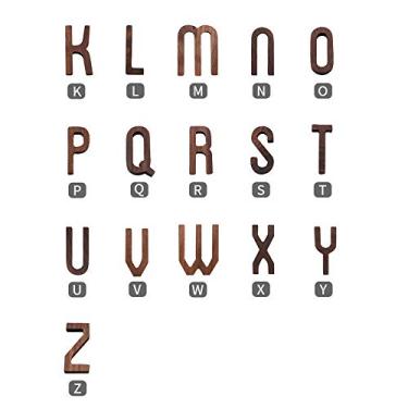 Imagem de 1 pç Placa de casa flutuante 3D Letras A-Z Número DIY Madeira natural Decoração de parede Placas de porta Preto Nogueira Villa Hotel Placas Dormitório Casa