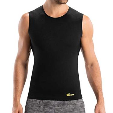 Imagem de Regata quente Hot Shapers masculina – Camiseta regata de treino de compressão emagrecedora, Preto, X-Large
