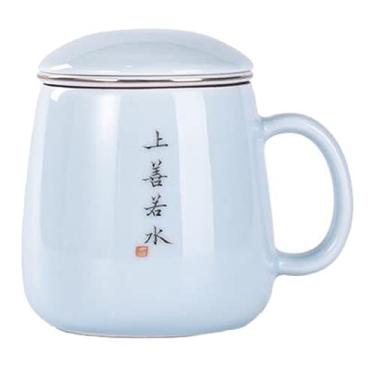 Imagem de PAYNAN Caneca de chá de cerâmica para escritório, 350 ml, separação de água de chá, conjunto de chá Kung Fu