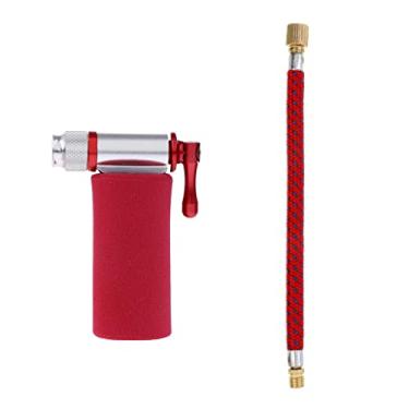 Imagem de YUN Deals Cabeça de válvula de bomba inflador de ar CO2 de pneu de bicicleta e mangueira de extensão de bomba de 16,5 cm