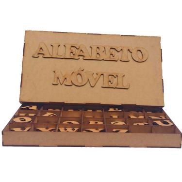 Imagem de Alfabeto Móvel Jogo Pedagógico de 197 peças com letas de 5cm cada Em Mdf