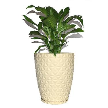 Imagem de Vaso Planta Decorativo Jardim Polietileno Coluna Diamante 35x42 Cor:Bege