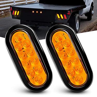 Imagem de Nilight - TL-08 Luzes traseiras de reboque de LED âmbar ovais de 15 cm, 2 peças, 10 LEDs com ilhós embutidos, plugues IP67 à prova d'água para trailer, caminhão, Jeep