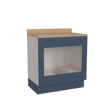 Imagem de Balcão para Forno de Embutir 80cm Arizona Cabecasa Madeiramadeira Branco/azul