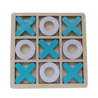 Imagem de shamjina Tic tac toe engraçado jogo de mesa artesanal jogo de família clássico xoxo jogo de tabuleiro de xadrez para goody saco enchimentos adultos famílias, Branco azulado