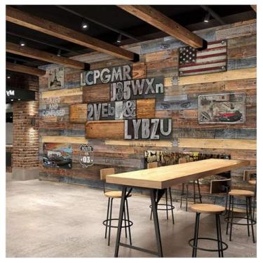 Imagem de TUYIFA Painel de madeira simples letras fundo TV mural de parede sala de estar quarto papel de parede relevo 3D papel de parede (169''x118'' (430x300cm), pano de seda)