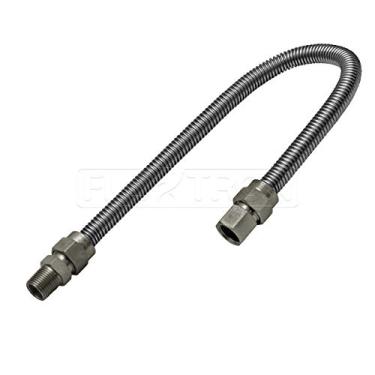 Imagem de Flextron FTGC-SS14-36C Conector de linha de gás flexível de 91 cm com diâmetro externo de 9,5 mm e conexões MIP de 1/2 polegada FIP x 1/2 polegada, conectores de aquecedor de ambiente de aço
