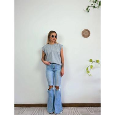 Imagem de Regata Feminina Aveloz Ombro Cai´do- Cinza Mescla