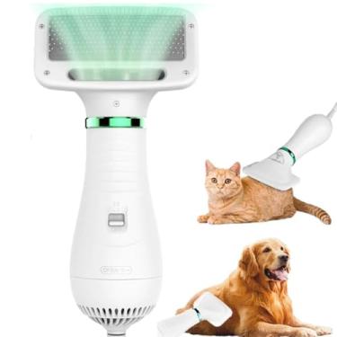 Imagem de Secador Para Animais de Estimação Portátil 2 em 1 Ideal Para Cães e Gatos Com Definições de Temperatura Ajustáveis Secador de Pelos Escova Deslizante Soprador Baixo Ruído