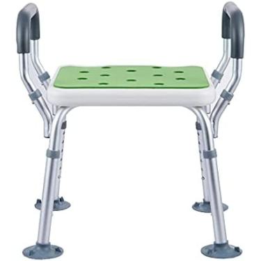 Imagem de Cadeira de chuveiro com apoio de braço removível, assento de banho ajustável, sucção aprimorada, segura e firme para deficientes, deficientes, idosos e idosos