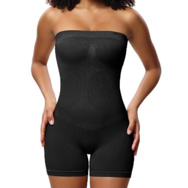 Imagem de Huvgim Body modelador feminino sem alças com controle de barriga, sem costura de compressão esculpida tanga modelador corporal regata, Bo-preto, P