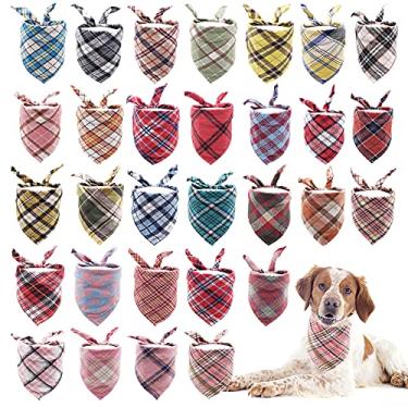 Imagem de JpGdn Pacote com 100 bandanas para cães pequenos, 62 x 43,9 cm, pacote de bandanas para animais de estimação, lenços, babadores triangulares, lenços de cabeça, cachecóis, padrão aleatório para meninos