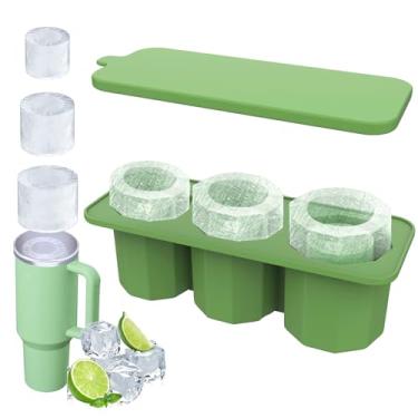 Imagem de Bandeja para cubos de gelo Stanley/Tumbler, molde cilíndrico de cubo de gelo com tampa removível resistente a derramamentos para uísque, bebidas, café, livre de BPA, durável e lavável na lava-louças