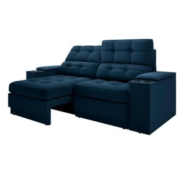 Imagem de Sofá com Usb Retrátil e Reclinável Eureka 1,70m - Petróleo