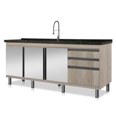 Imagem de Gabinete de cozinha espelhado Vitória para pia de 1,74 m