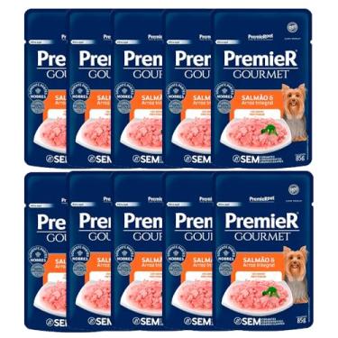 Imagem de Kit 10un. Ração Úmida Premier Gourmet Sachê Cães Adultos Raças Pequenas Salmão e Arroz Integral 85g