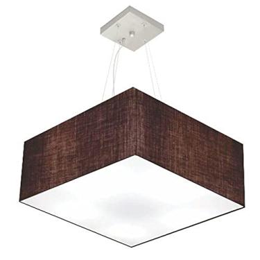 Imagem de Lustre Pendente Quadrado Cúpula Tecido 30/70x70 cm, Vivare Iluminação, Pendente4071 LC, Café, Grande