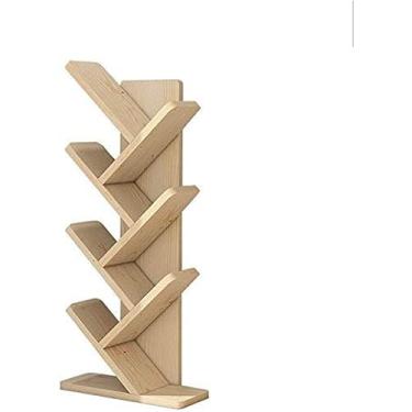 Imagem de Prateleira de mesa moderna, estante de árvore, 11 camadas, estante de chão, pinho natural, madeira, organizador de mesa de escritório, 7 camadas