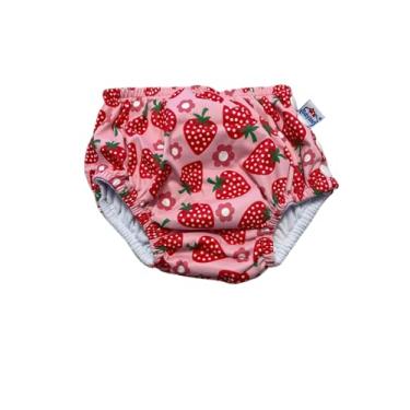 Imagem de Fralda Sunga para Bebê Piscina Reutilizável Impermeável - Sunga Calcinha Biquini Natação Infantil Ecológica (Morango, X-Grande)