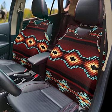 Imagem de GOSTONG Colete de capa de assento de carro com estampa em estilo asteca vermelha, acessórios respiráveis para ambientes internos de veículos