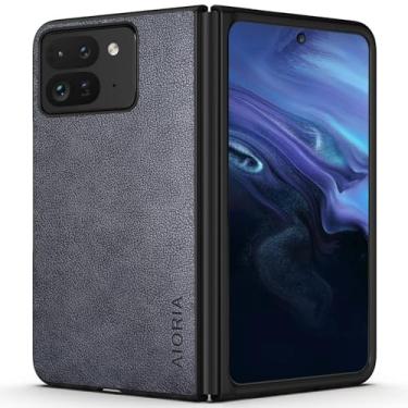 Imagem de Capa dobrável para Google Pixel 9 Pro, capa protetora completa de couro premium com design retrô para Google Pixel 9 Pro Fold 5G (cinza, para Pixel 9 Pro Fold)