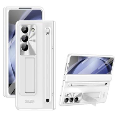 Imagem de Para Samsung Galaxy Z Fold 4 5 Case com suporte para caneta e amp; Protetor de tela com capa de dobradiça com tudo incluído para Z Fold5 Fold4, branco, para Galaxy Z Fold 6