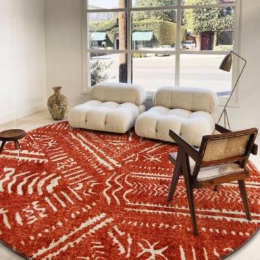 Imagem de Decoração da sala de estar tapete redondo tapetes de grande área para o quarto casa cadeira de balanço tapete lavável lounge, k, 160x160cm