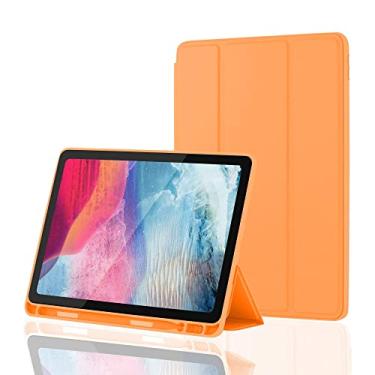 Imagem de Capa para iPad Air 3 2019 com suporte para lápis, capa traseira ultrafina macia de TPU com função hibernar/despertar automática, capa inteligente para iPad Air 3ª geração 2019/iPad Pro 10,5 2017 (laranja)