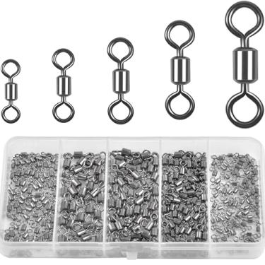Imagem de AGOOL Rolling Barrel Fishing Swivel - 270 peças/caixa de alta resistência aço inoxidável preto níquel cilindro giratório linha de pesca conector acessórios de pesca tamanho: #1#2#4#6#8