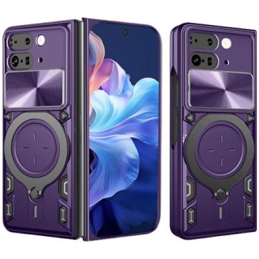 Imagem de CCSmall Capa protetora dobrável para Google Pixel 9 Pro com capa de câmera deslizante para homens, capa à prova de choque de grau militar com suporte grande giratório para Google Pixel 9 Pro Fold 5G