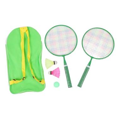 Imagem de Raquetes de badminton para crianças, 1 par de raquetes de badminton para crianças com 2 petecas, 1 bola de tênis de mesa, conjunto portátil de raquetes de badminton (Verde)