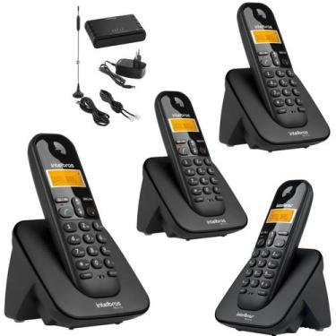 Imagem de Kit Aparelho Telefone Sem Fio Bina GSM 3G e 3 Ramal Incluso - Intelbra