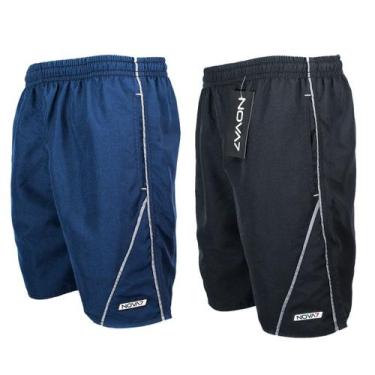 Imagem de Kit 2 Short Tactel Leve Elástico Cordão Masculino 3 Bolsos Viés Listra