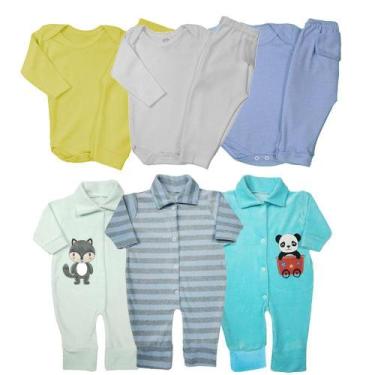 Imagem de Kit Roupa de Bebê 9 Pçs Macacão Plush e Conjuntos Body Mijão - Koala B