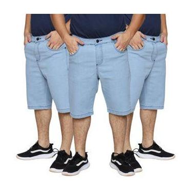 Imagem de Kit 3 Bermudas Jeans Tradicional Masculina Algodão e Elastano Slim Pre