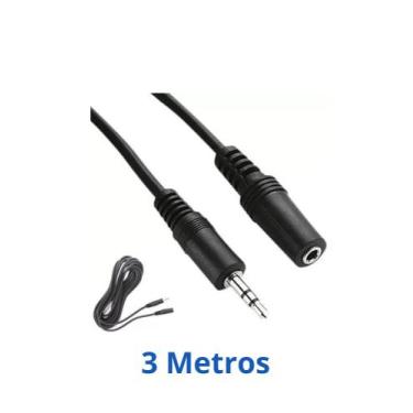 Imagem de Cabo extensão de áudio P2 3,5mm 3 metros Estéreo extensor fone de ouvi