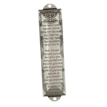 Imagem de UxicRuya Placa Mezuzá Porta Mezuzá Ornamento para Casa Decoração de Parede Bênção Mezuzá Liga de Metal, Prata Antiga