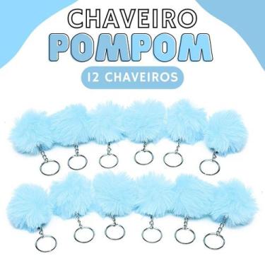 Imagem de Chaveiro Pompom Pelúcia Azul Bebê - 50Mm Kit C/12 Unidades - Nybc