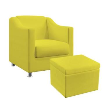 Imagem de Poltrona Para Sala de Estar Alya Com Puff Quasar Sued Amarelo Aradecor