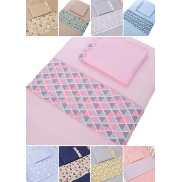 Imagem de kit 3 peças lençol para chiqueirinho menina e menino  100cm x 70cm  10