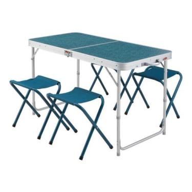Imagem de Kit Mesa Dobrável Com 4 Bancos - Camping, Jardim, Quintal - QUECHUA