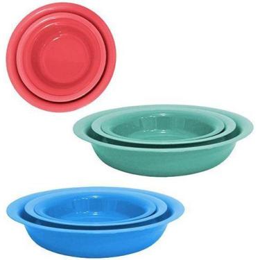 Imagem de Bacia de Plastico Redonda Colors para Feirante com 3 Pecas Pmg (700 12