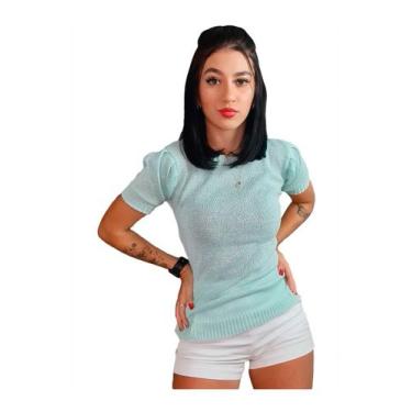 Imagem de Blusa Tricot Feminina Manga Curta Bufante Lurex - Mônica - EUC STORE, 