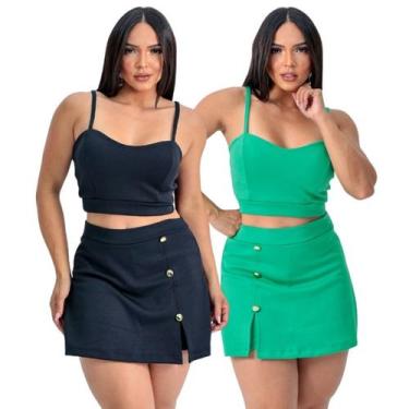 Imagem de Kit com 2 conjuntos short saia feminino alfaiataria festas e eventos -