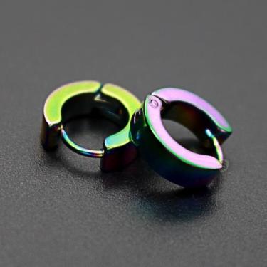 Imagem de Brinco pequeno Argola em aço Colorido Roxo Aço Cirúrgico argola articu
