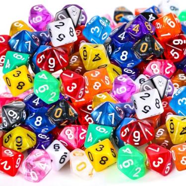 Imagem de Conjunto de dados poliédricos com bolsa preta de dados poliédricos compatíveis com jogos de mesa DND RPG MTG (50, estilo de 10 lados)