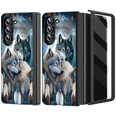 Imagem de ACWDMKH Capa para Galaxy Z Fold 6, capa para Samsung Galaxy Z Fold 6 fina, rígida, ultrafina, antiarranhões, à prova de choque, capa protetora para celular para Z Fold6, lobo apanhador de sonhos