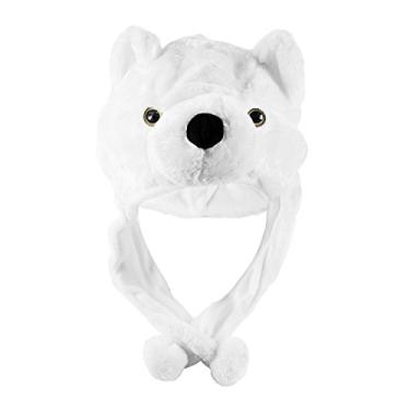 Imagem de Urso polar fofo animal de pelúcia chapéu de esqui de inverno estilo aviador moda inverno (longo), Branco, M