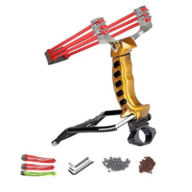Imagem de NISPOTDOR Slingshot, estilingue para adultos resistente, tiro de pulso para adultos caçando, kit de estilingue profissional com 100 bolas de munição e 3 elásticos